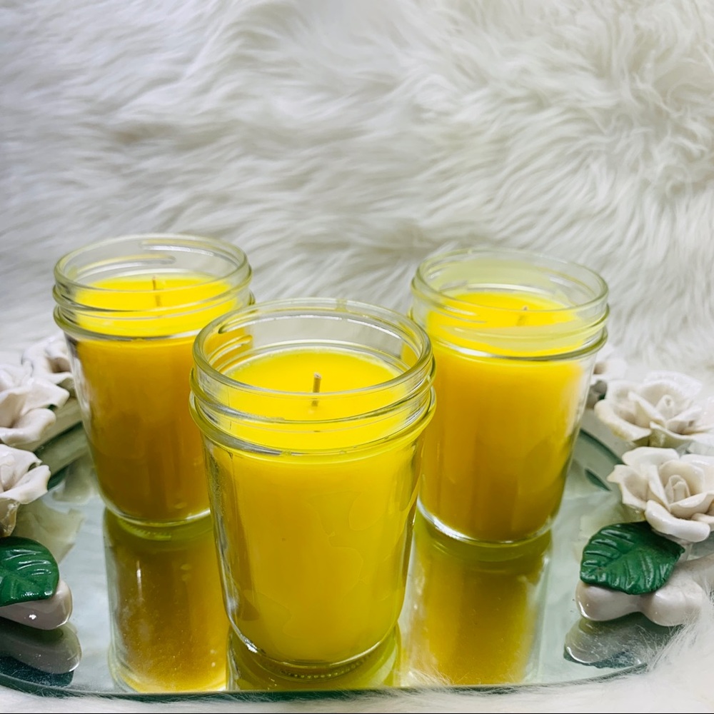 Lemon drop 8oz scented soy candle three candle set